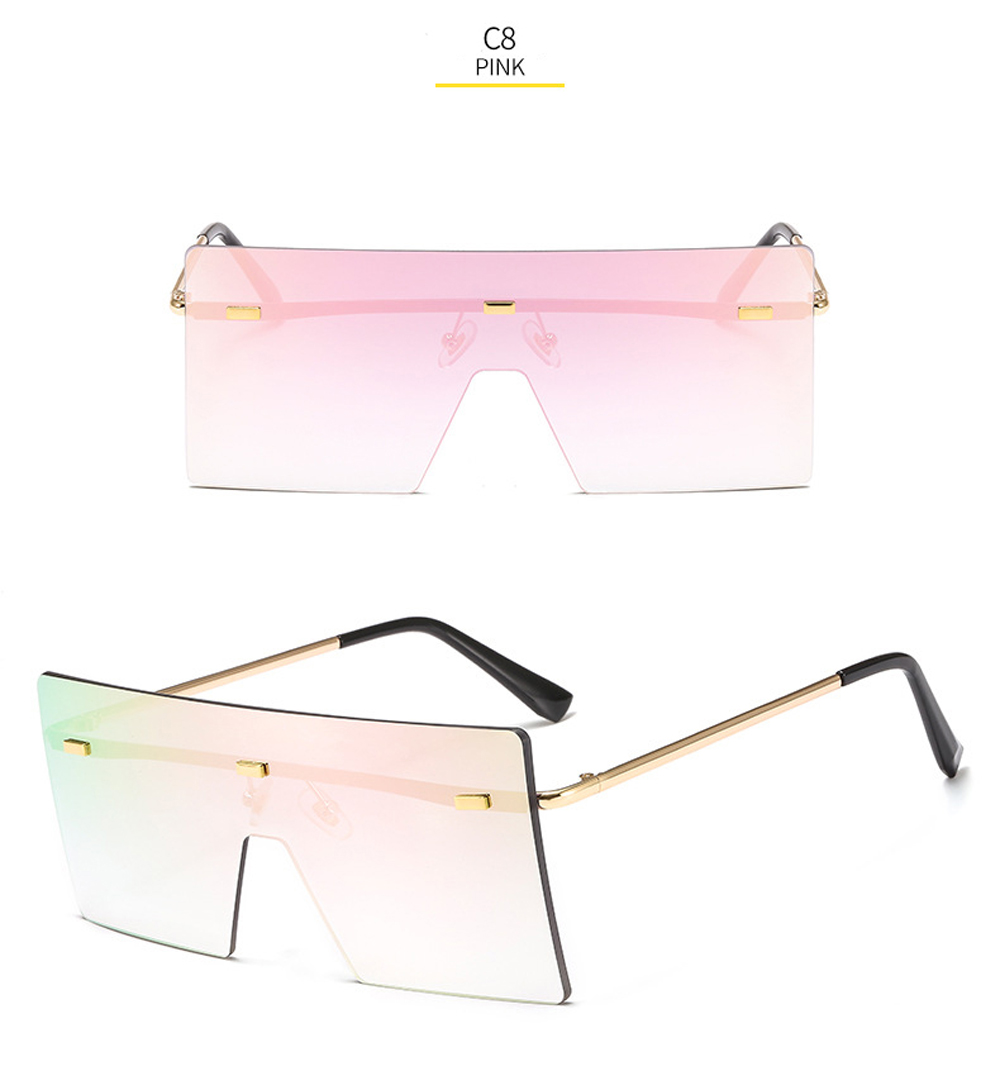 Oversized Rimless Sunglasses For Women Gradient Metal Uv400 Shades_voghion.com