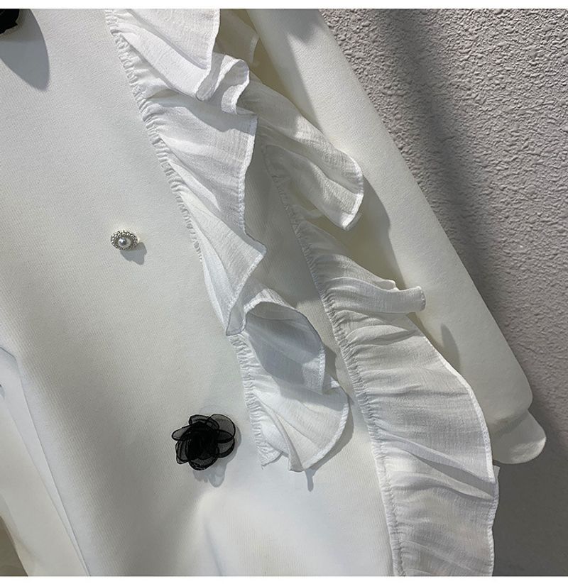 Maglione sottile con arricciature e cuciture da donna, autunno, nuovo, pesante, perla, nicchia, top largo_voghion.com