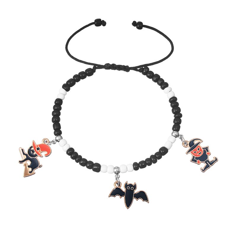 Halloween Kürbis Geistergesicht Schwarz-Weiß Reisperlen Handseil Armband_voghion.com