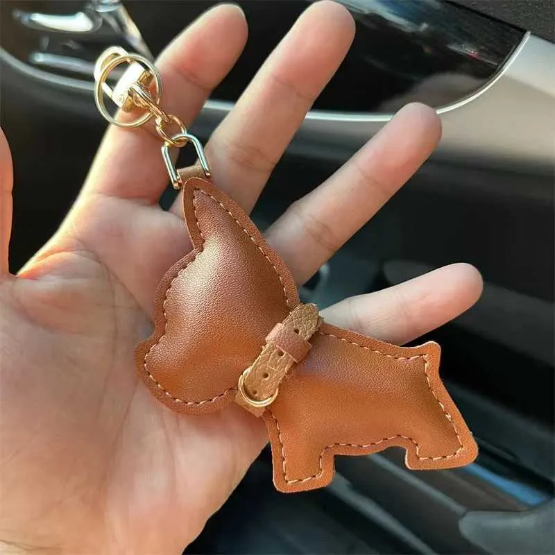 Porte-clés de voiture en cuir avec chiot bouledogue français, cadeau créatif, pendentif pour sac, décoration mignonne Y241121_voghion.com
