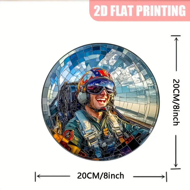 8x8in Pilot Suncatcher - Colorful Acrylic Aviation Decor For Windows & Walls - Perfect Gift For Pilots & Home/Office_voghion.com