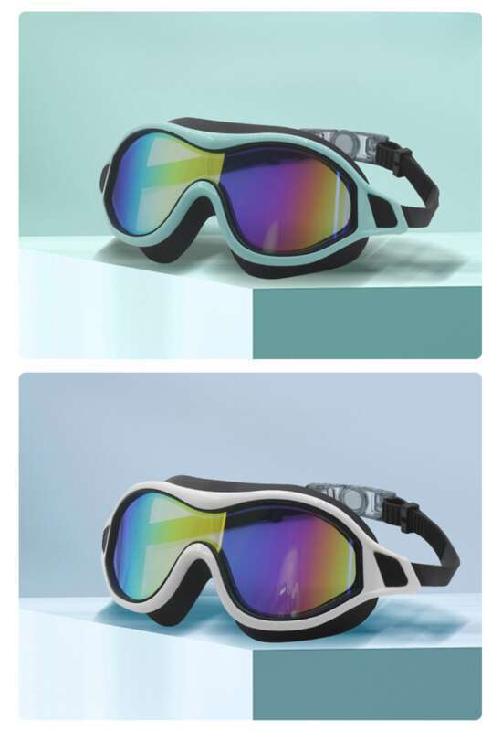 Adult Large Frame Electroplated High-definition Swimming Silicone Goggles, Waterproof, Anti Fog, Plated Color Goggles_voghion.com