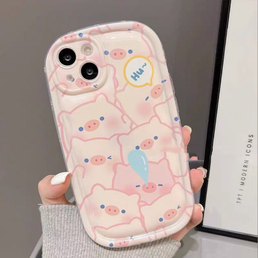 Airbag-Hülle für iPhone 15 14 13 12 11 PRO MAX XR XS X 8 7 6 6S PLUS SE 2020 mini Süßes Schwein Emoji Kameraobjektivschutz Stoßfestes Softcase_voghion.com