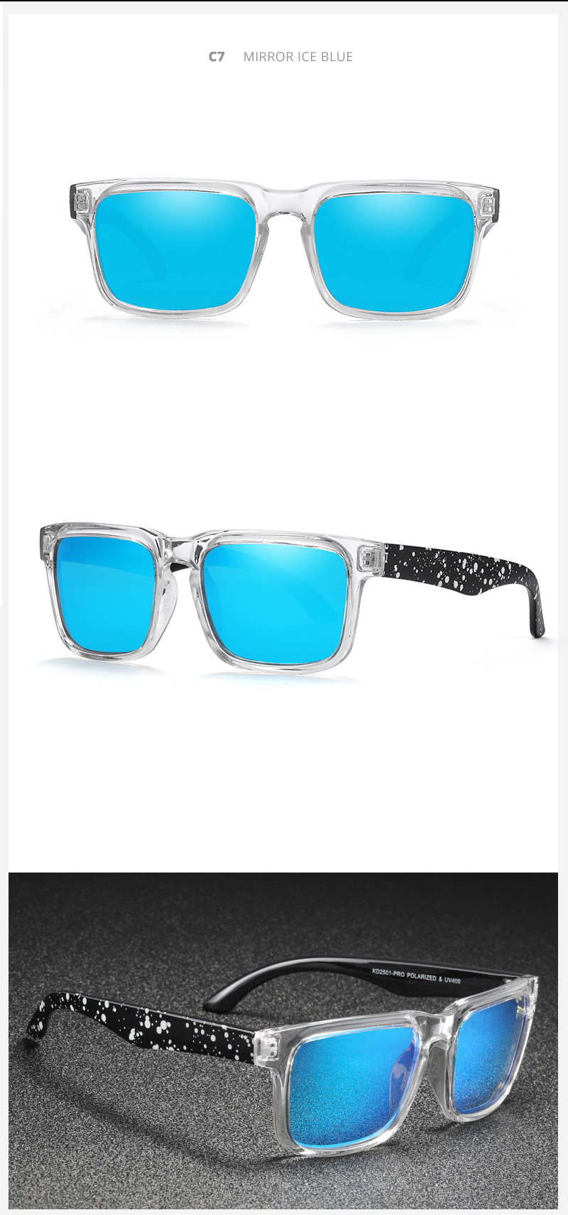 KDEAM Occhiali da sole polarizzati colorati con vera pellicola Occhiali da sole casual con scatola Occhiali alla moda colorati KD2501PRO_voghion.com