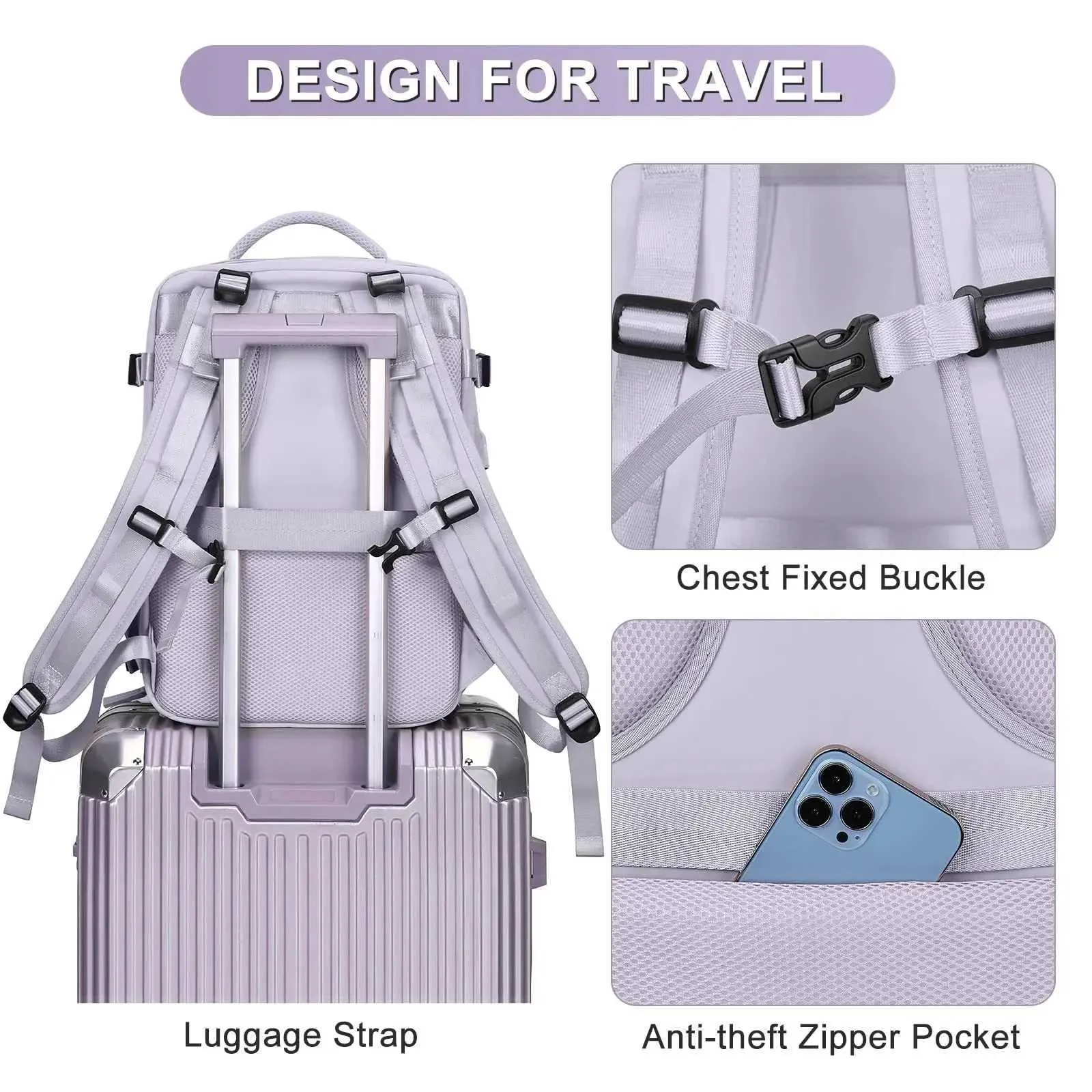 Women Travel Cabin Backpack 40x35x20 Airplane Large Capacity Waterproof Casual Bag School Suitcase Laptop_voghion.com