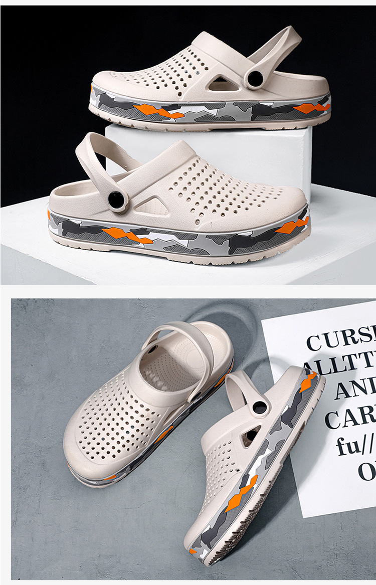 0916 Summer Beach Hole Fashion Trend Two Wear Men's Sandals Camo Shoes_voghion.com