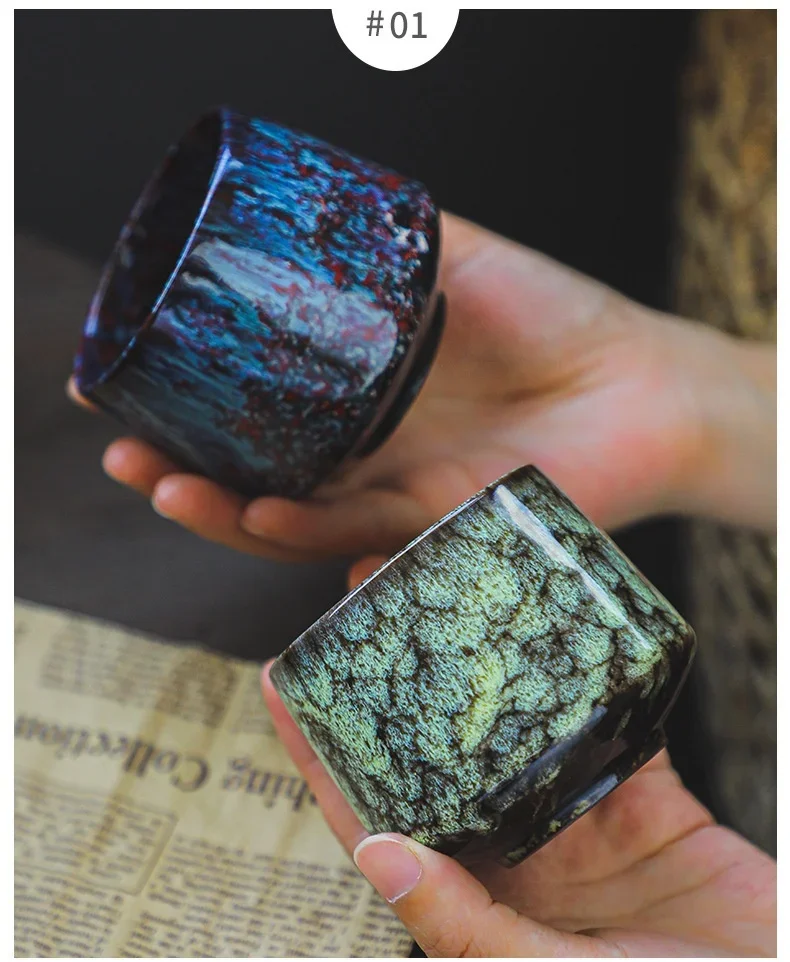 Colorful Reactive Glaze Ceramic Mug Handmade Espresso Cup Gift_voghion.com
