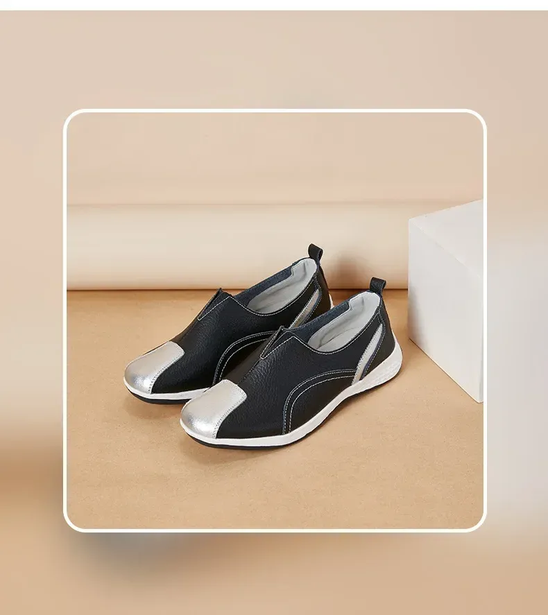 Genuine Leather Women 2024 Spring Autumn Slip-on Casual Flats Woman Fashion Loafer Ladies Shoes atos Mujer_voghion.com