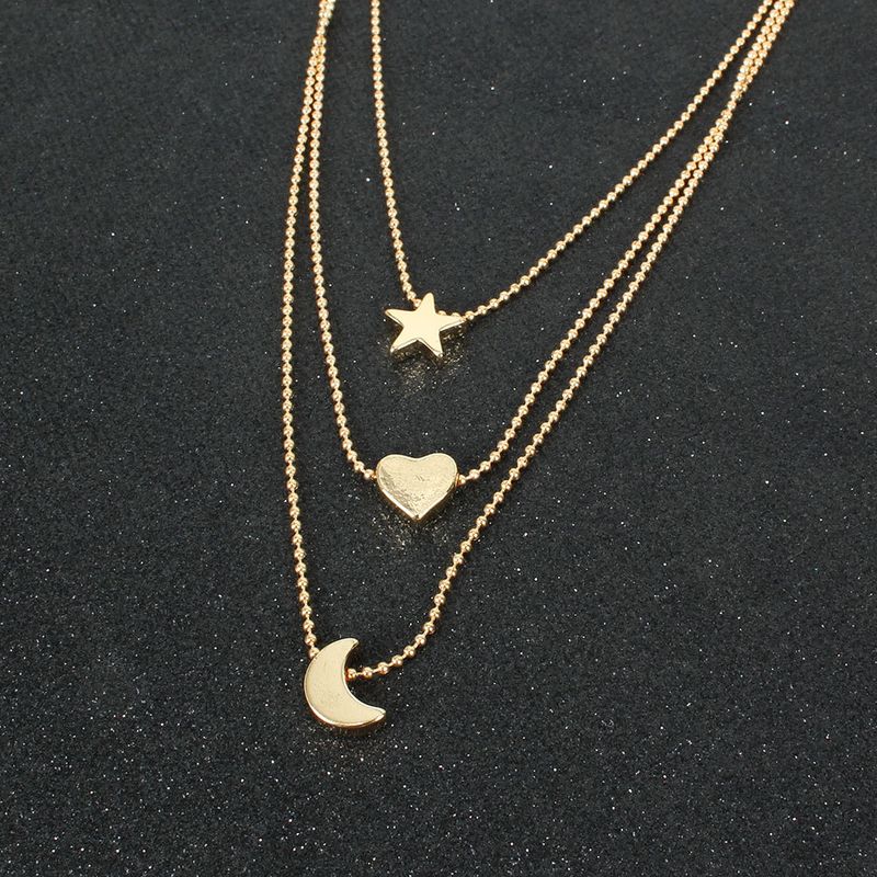Collana con ciondolo a forma di luna e stella in lega dolce da donna, gioielli di moda_voghion.com