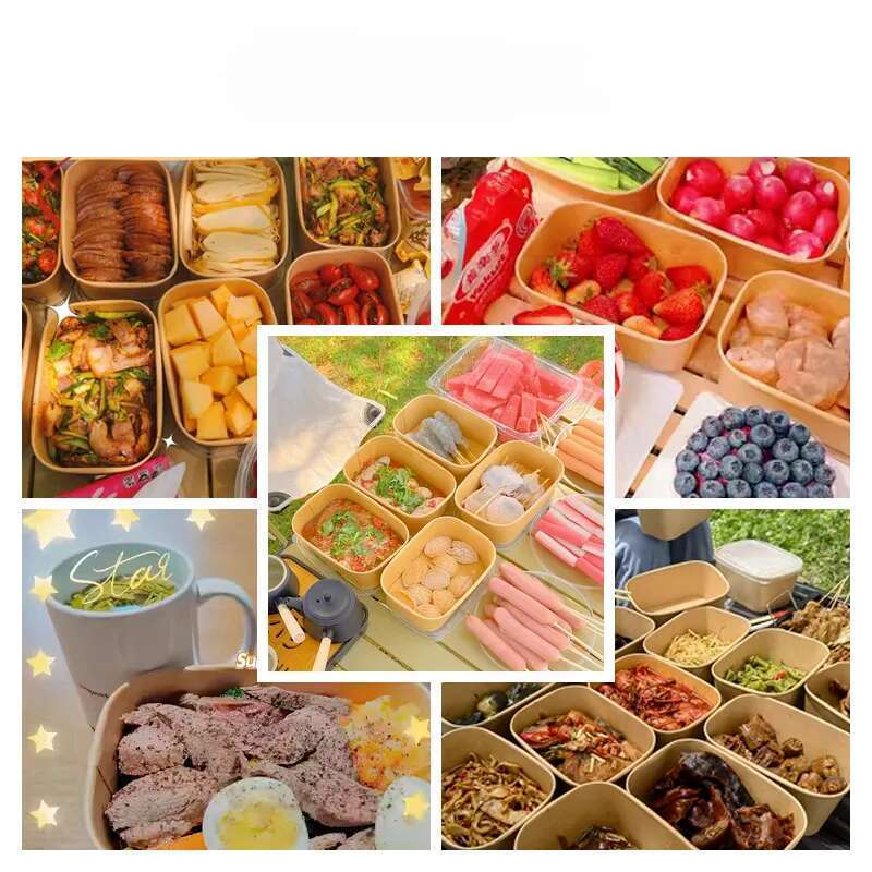 Grătar, Picnic, Camping, Prânz de unică folosință, Ambalaj din hârtie kraft, Cutie pentru sushi, Bol pentru salată cu alimente ușoare, Cutie Bento pentru fructe_voghion.com