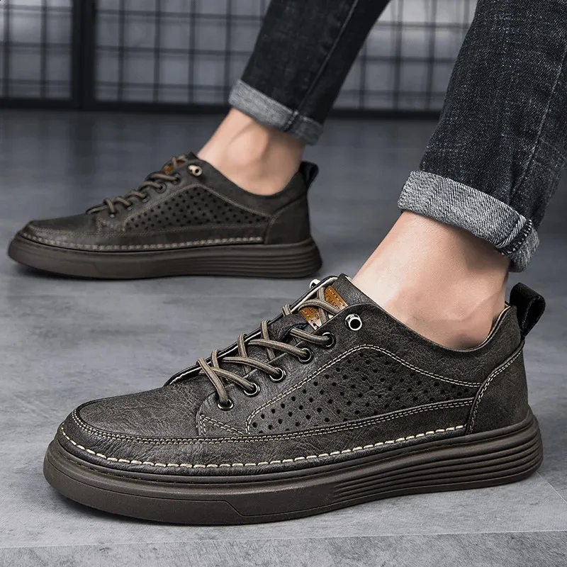 Abnkarwin Homens Couro Casual Sapatos Baixos Clássico Moda Primavera Verão Outono Inverno Tamanho Grande 47 240702_voghion.com