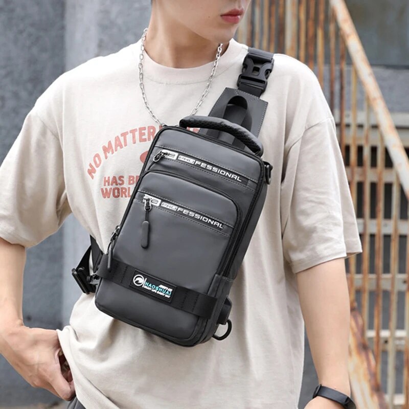 Mode Nylon Rucksack Daypack Männer Cross Body Brust Taschen Pack mit USB Lade Port Reise Männlichen Knapsack Rucksack_voghion.com