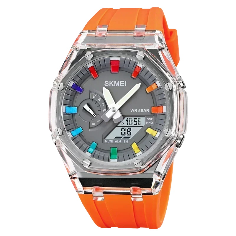 Men's Waterproof Digital Watch With Led Light And 5 Alarms_voghion.com