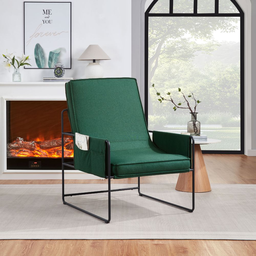 Sling Accent Chair, Comfy Chair With Removable Cushion, Vanity Chair, With Storage Bag For Living Room, Room Chair For Living Room, Bedroom, Office,_voghion.com