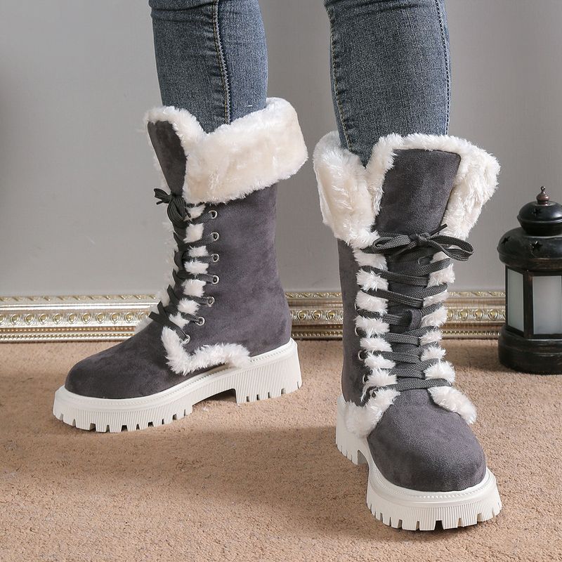 Foreign trade 2023 Winter New thick heel warm fleece-ed strap plus size 43 furry snow boots wholesale_voghion.com
