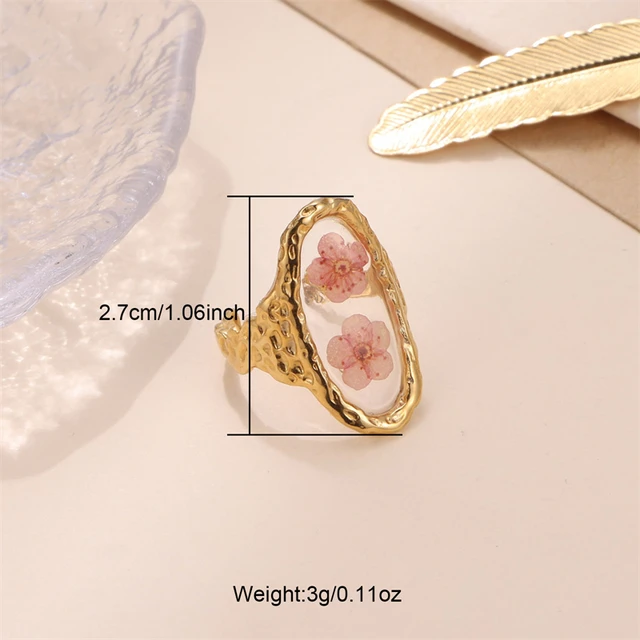 Ready Stock D&Z Ins Retro Damenmodeschmuck Eternal Flower Series Edelstahl Liebesaccessoires Offener Ring_voghion.com