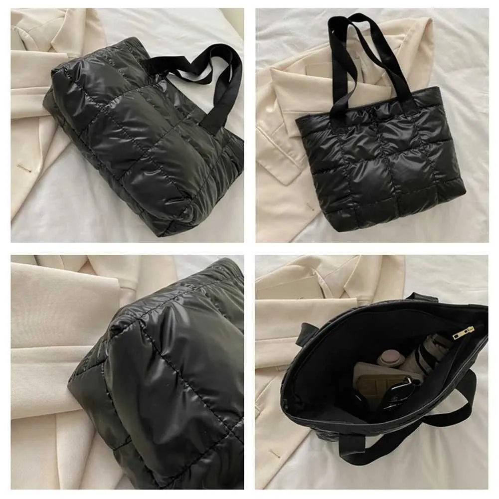 Designer-Tasche Modische, mit Baumwolle gepolsterte Einkaufstasche in Dia-Form für Damen mit großem Fassungsvermögen, tragbare, gesteppte Umhängetasche_voghion.com