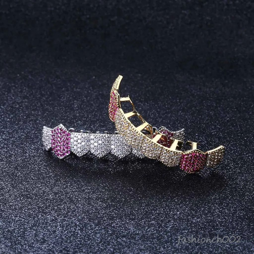 Grillz, Grillz Dentalgrills Goldzahnspangen Punk Hip Hop Mticolor Diamond Custom Bottom Mouth Fang Zahnkappe Va D_voghion.com