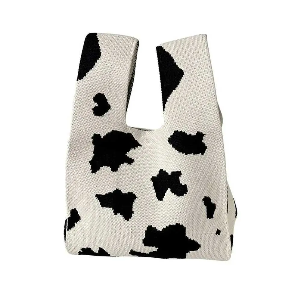 Leisure colored plain weave hand knitted tote reusable shopping bag Y241106_voghion.com