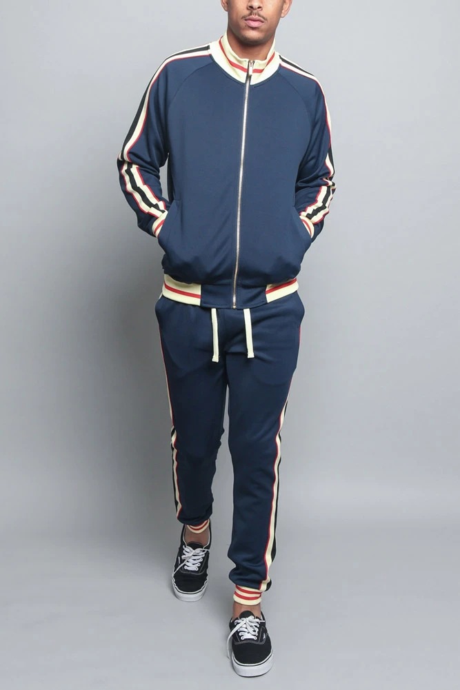 Autumn and winter new color matching for men's casual sports stand up collar zippered cardigan running sportswear hoodie_voghion.com
