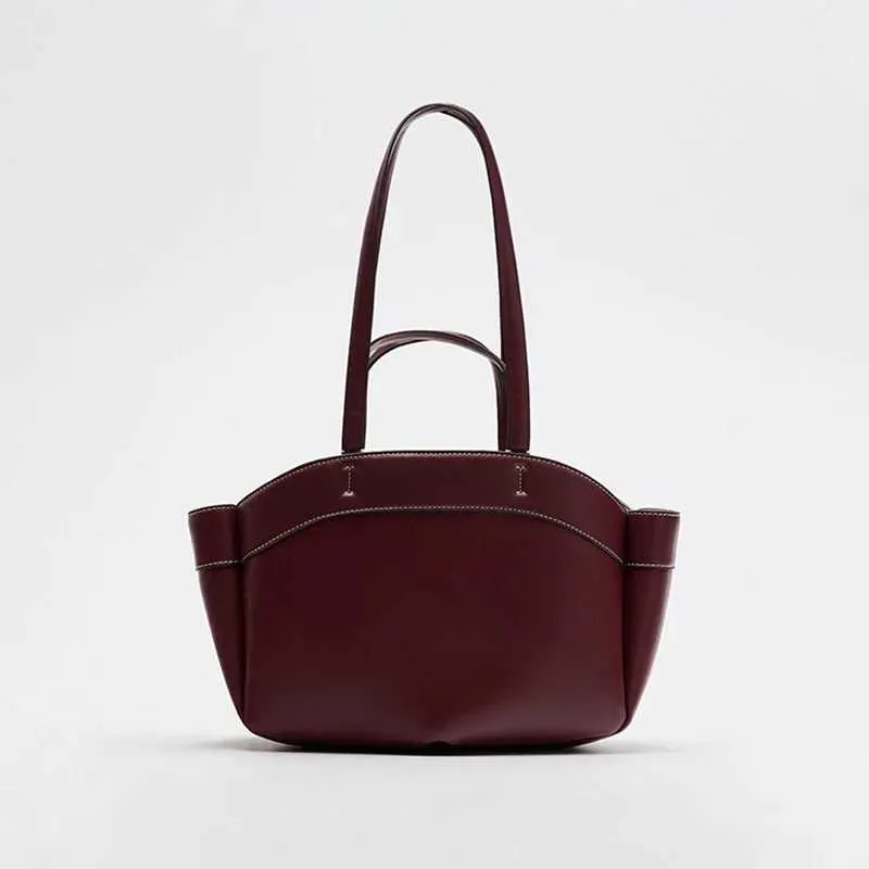 Sac à bandoulière rétro en cuir PU pour femme, pochette sous les bras, grande capacité, décontracté, portable, seau, Handba241104_voghion.com