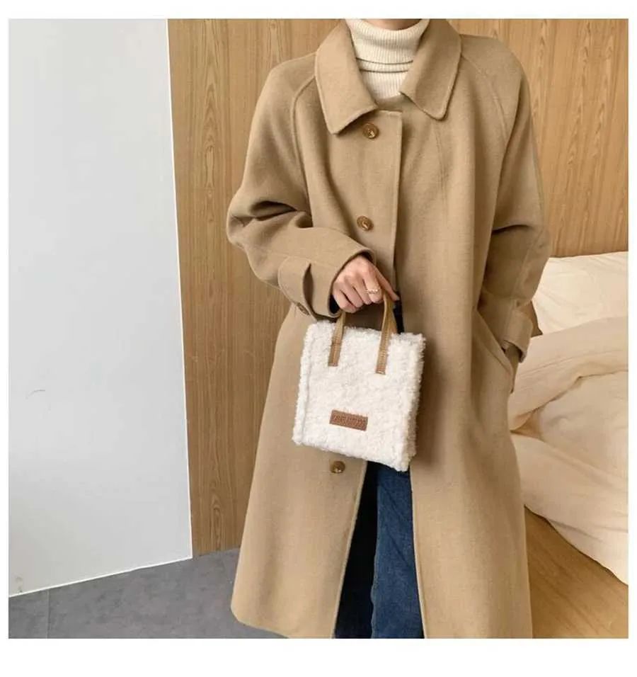 2023 Women Winter Shoulder Bag Lamb Wool Warm Soft Autumn Ins Square Cross-body Portable Casual Beige Khaki Girls Preppy_voghion.com