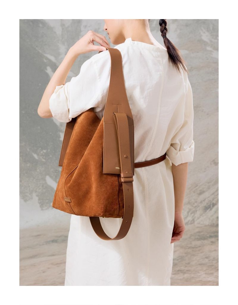 Songmont Mountain Pine Suede Tote Bag And Shoulder Bag Set_voghion.com