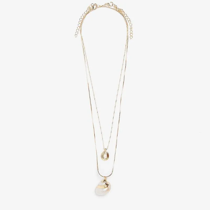 Pendant Necklaces The Two Suits Natural Conch Shells Alloy Necklace Style Deserve To Act Role Of Shell Pearl_voghion.com
