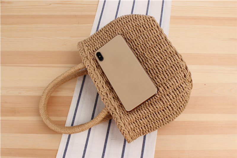 New Korean Handmade Grass Vacation Beach Woven Women's Casual Hand-held Small Bag_voghion.com