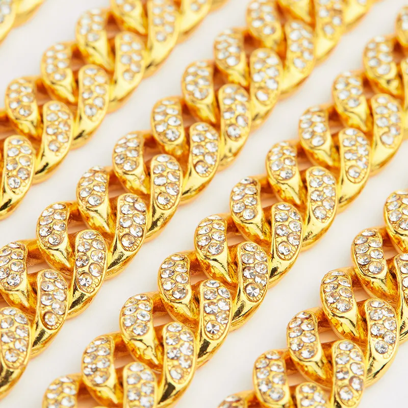 Catene Iced Out Catena Bling Miami Cuban Link Strass Orologio Collane Bracciale Donna Uomo Ciondolo Gioielli Hip Hop Choker_voghion.com