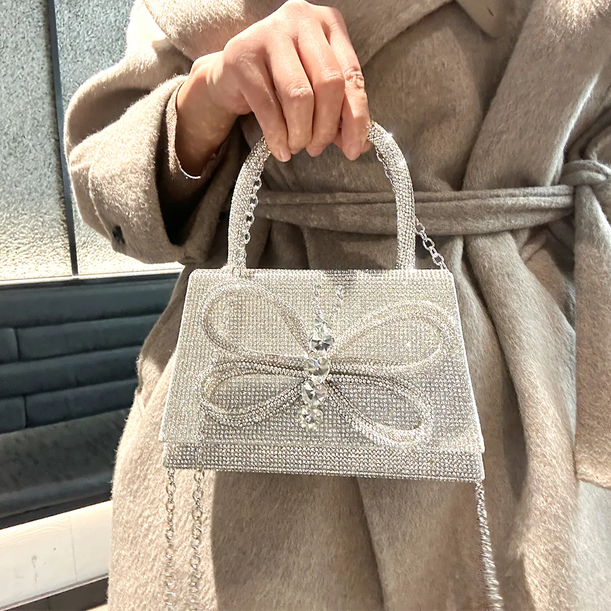 jiomay Golden Rhineste Tote Designer Handtaschen Elegante Geldbörsen für Frauen Shiny Menger Y2K Fi Umhängetasche s1OR #_voghion.com