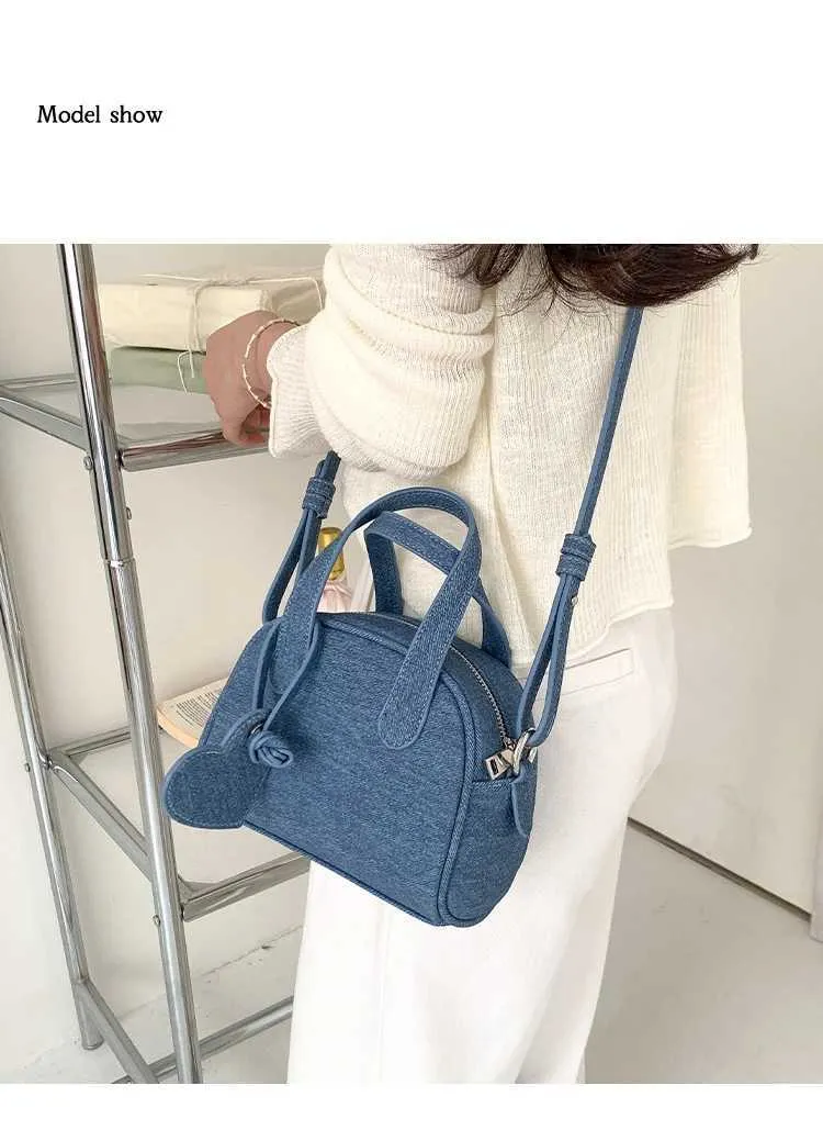 Strukturierte Damen-Denim-Handtaschen, solide, große Kapazität, lässige Schultertasche, weibliche Pendeltasche, vielseitige Umhängetasche, Jeans_voghion.com