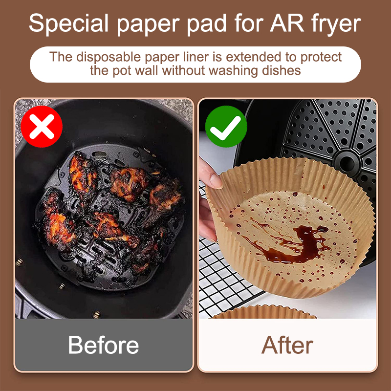 50Pcs Nonstick Air Fryer Disposable Parchment Paper Liner Oil-proof Paper Tray Baking Mat Air Fryer Accessories Square Round_voghion.com