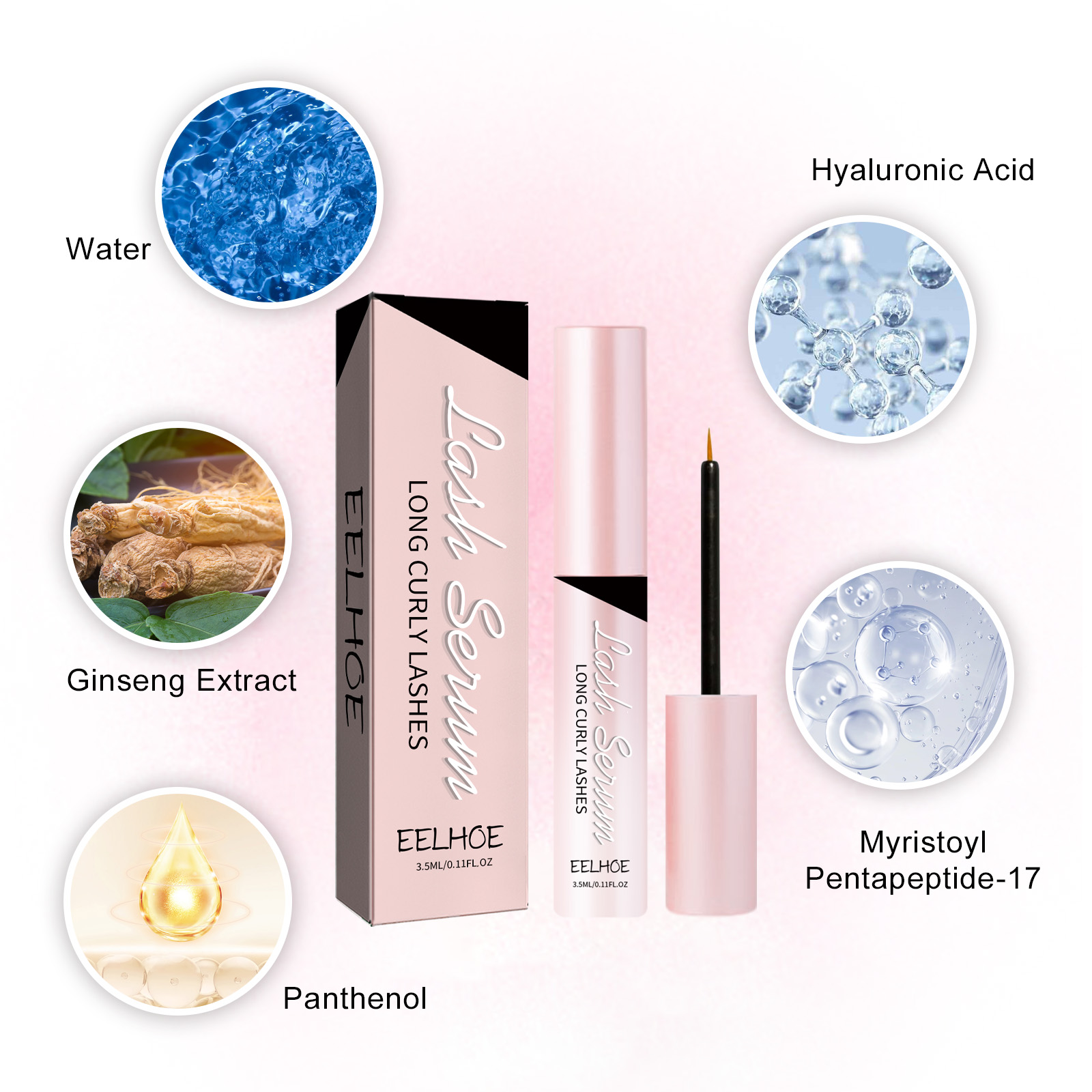 EELHOE Gentle Volumizing Mascara Ultra-Black Natural Curl Smudge-Proof Formule Met Definiërende Borstel_voghion.com