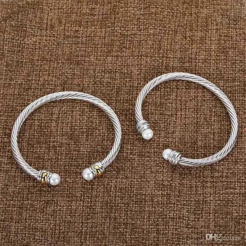 Bracelet jonc perle et câble torsadé en cuivre doré pour tous_voghion.com