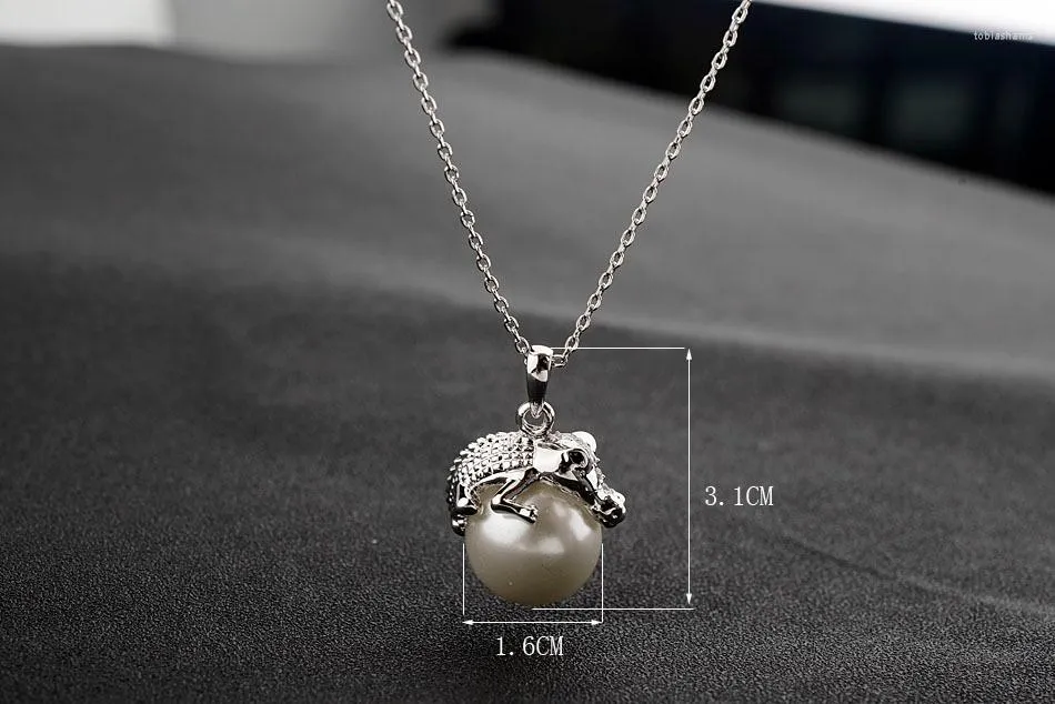 Chains Top Quality Italina Brand Exquisite Mosaic White Pearl Crocodile Pendant Clavicle Chain Necklace For Women_voghion.com