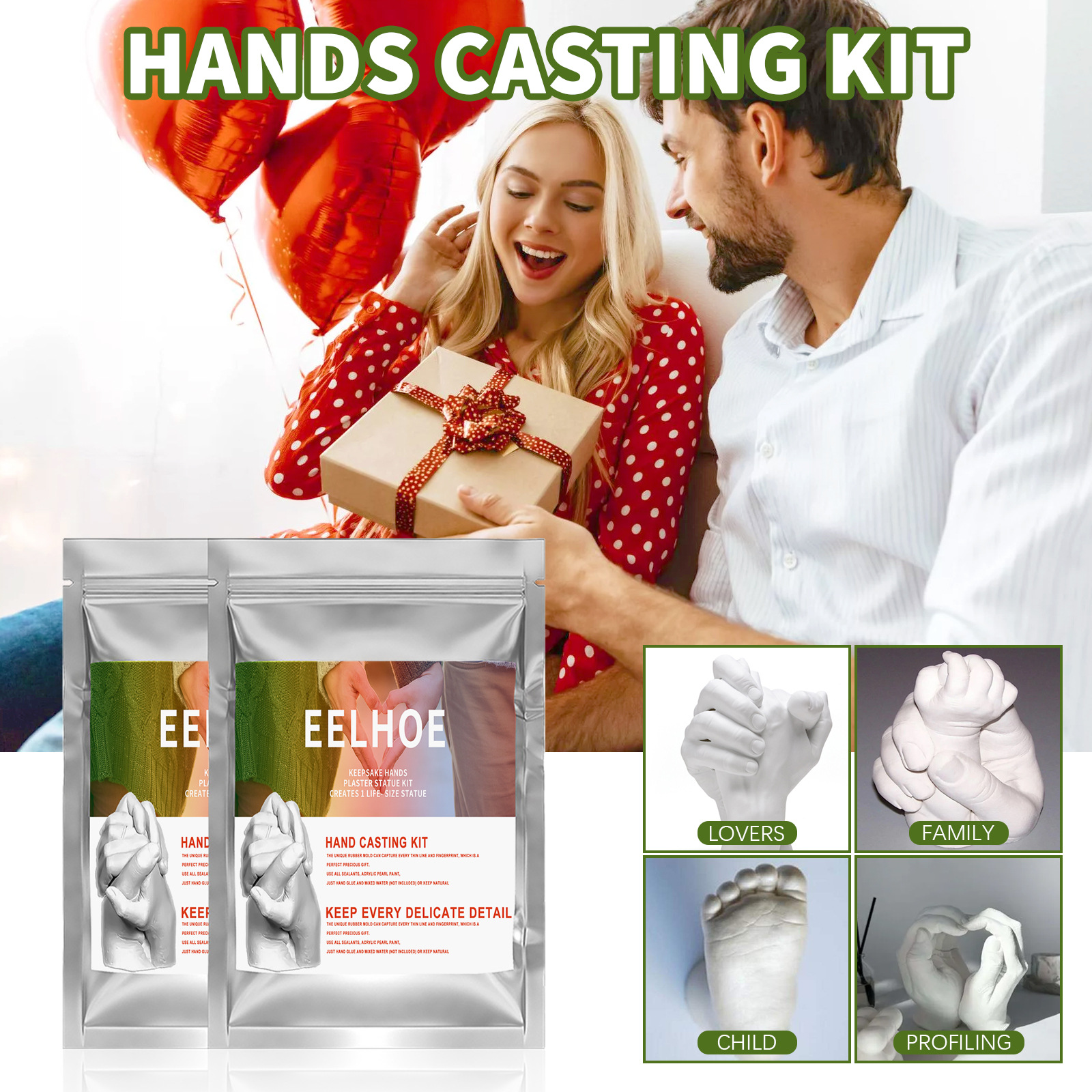Kit de modelado de manos EELHOE: modelado tridimensional de manos y pies de bebé, ideal para regalar en San Valentín._voghion.com