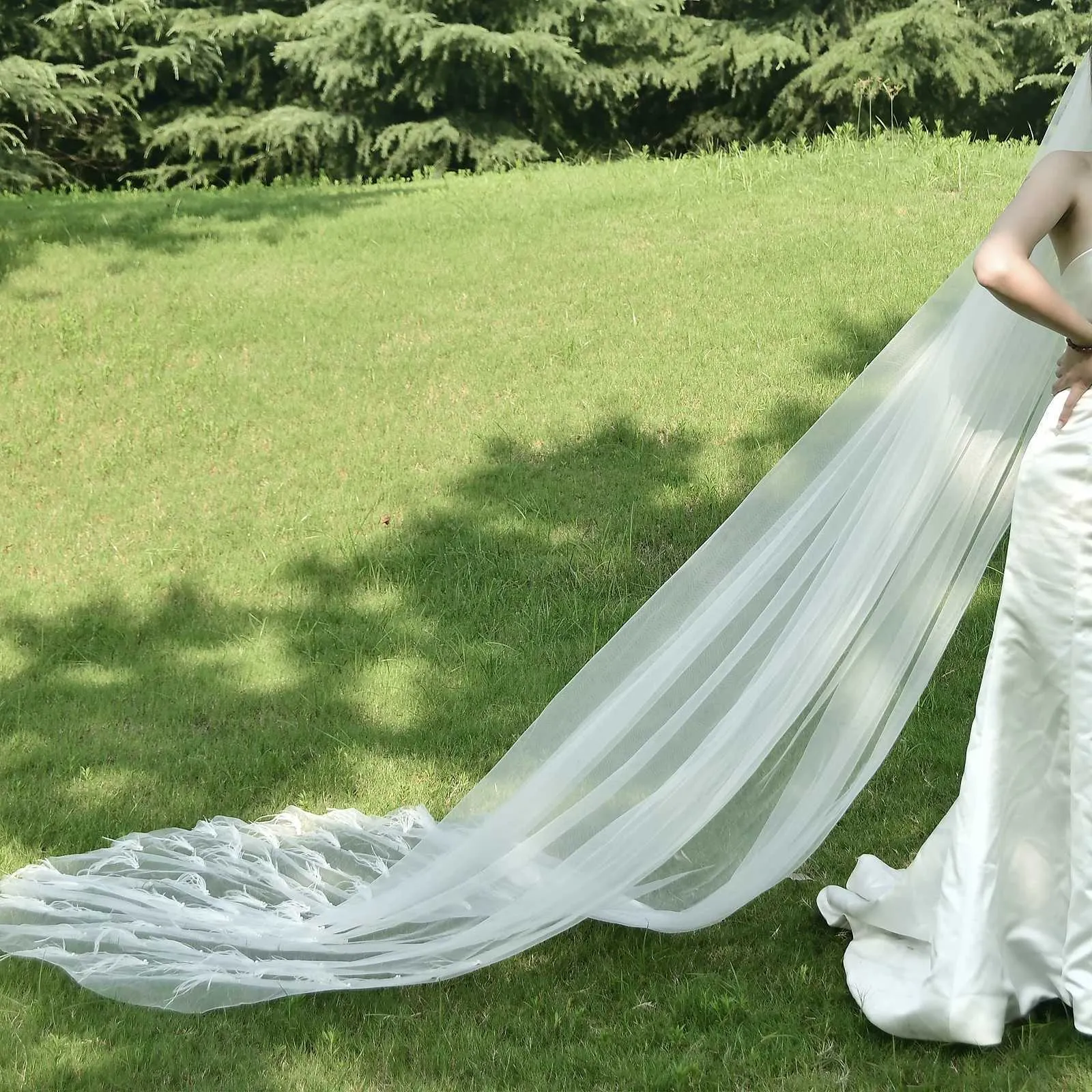 Gioielli V22, 1 strato di piume, perline, cattedrale, matrimonio, con pettine, accessori per capelli da sposa, velo di seta Medine_voghion.com