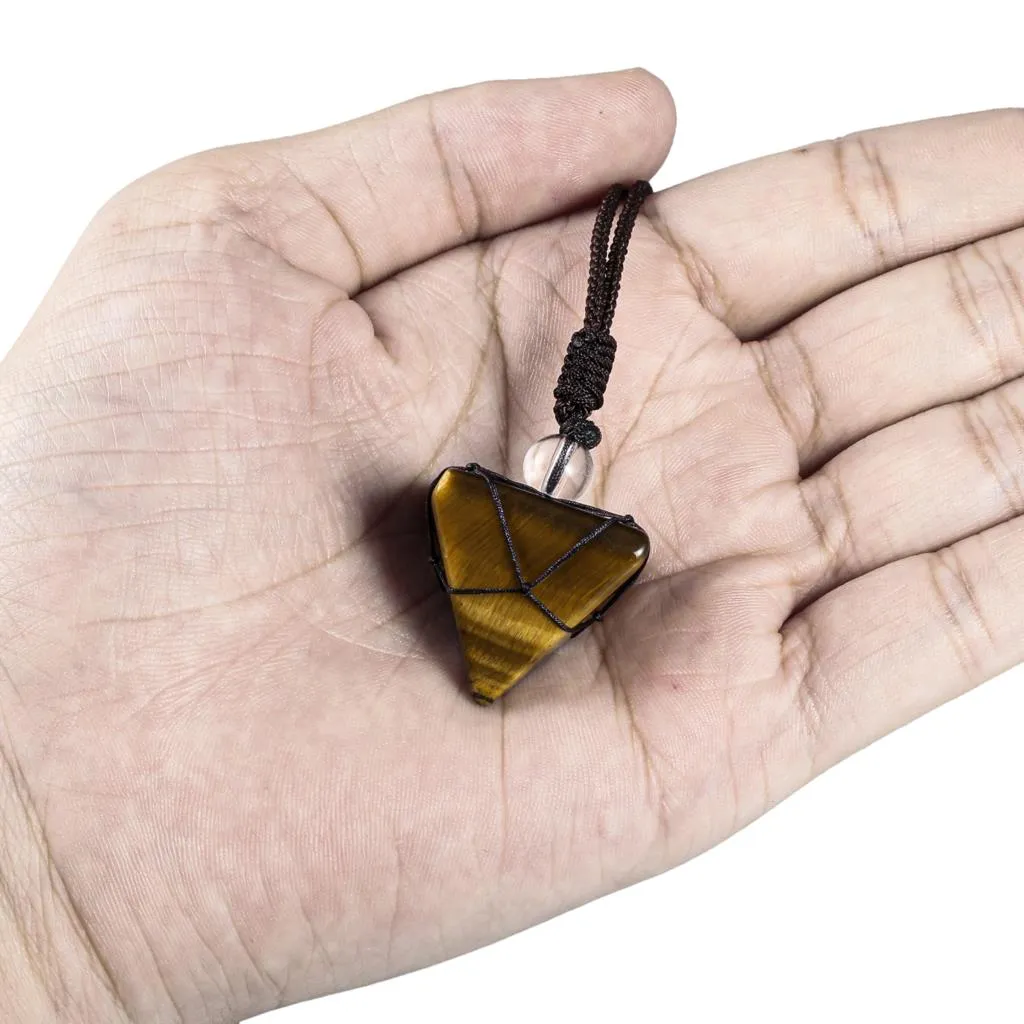 Ogrlice z obeski Healing 7 Chakra Crystal Stone Ogrlica iz naravnih dragih kamnov v obliki piramide z nastavljivo vrvico Ženske Moški_voghion.com