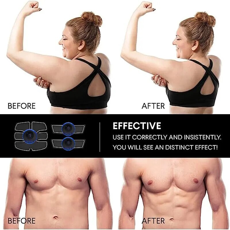 Adhesivo para abdominales Ems de Beauty Care Shop, estimulador muscular eléctrico, USB ASTE, masajeador corporal para bajar de peso, inalámbrico, LCD_voghion.com