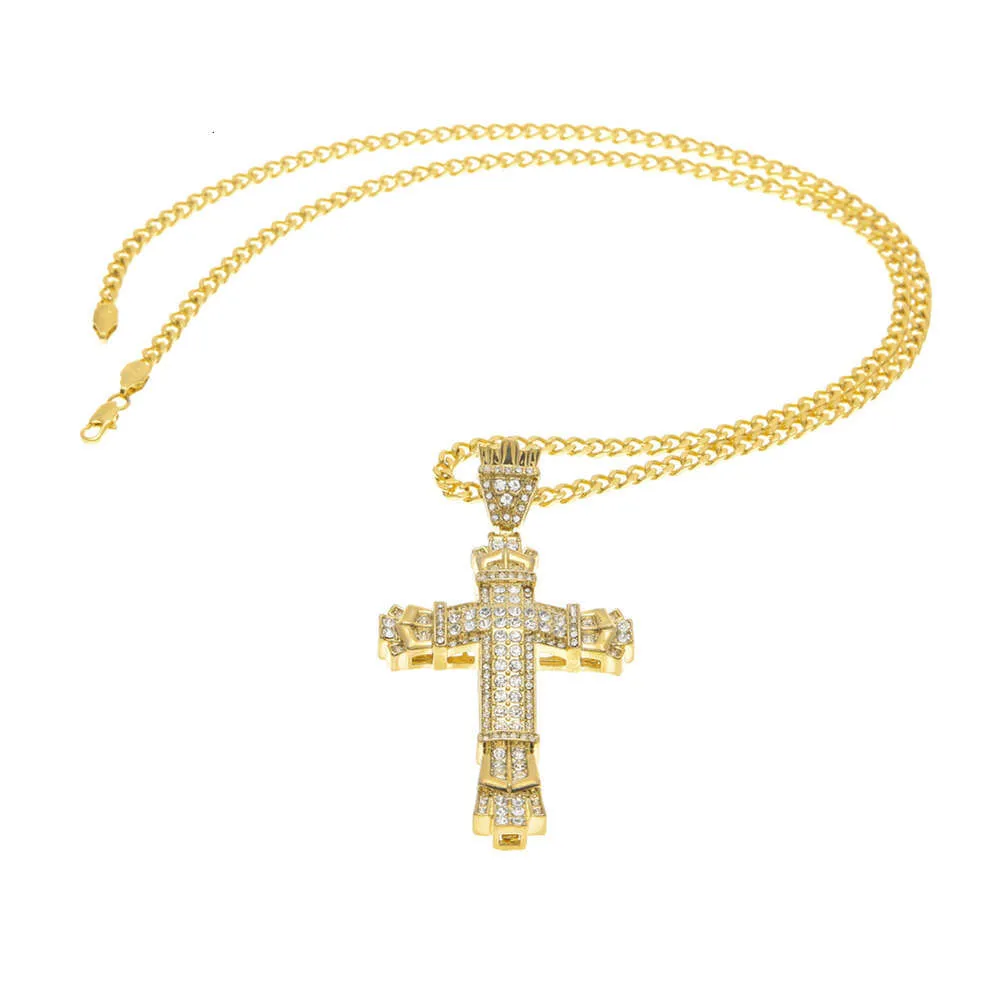 Diamant-Legierung Kreuz Anhänger Mode Herren Hip Hop Halskette Schmuck_voghion.com