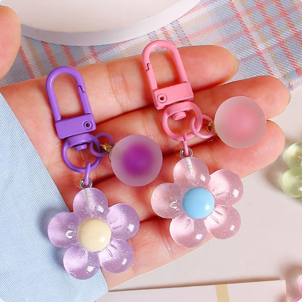 6Pcs Bunte Harz Blume INS Schlüsselanhänger Koreanischen Stil Niedliche Tasche Schlüsselanhänger Großhandel Auto Schlüssel Zubehör_voghion.com