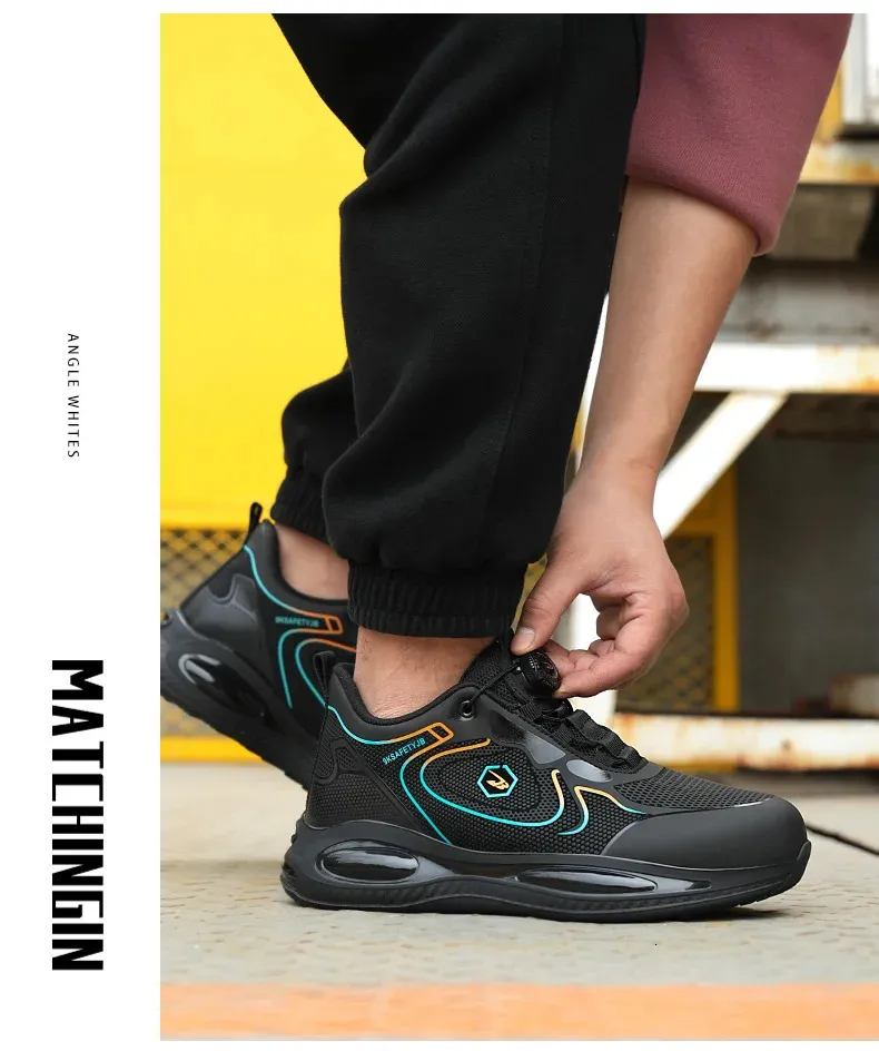 Chaussures de sécurité imperméables pour hommes, bout en acier, protection à coussin d'air et bouton rotatif, pointure 47/48, 250402_voghion.com