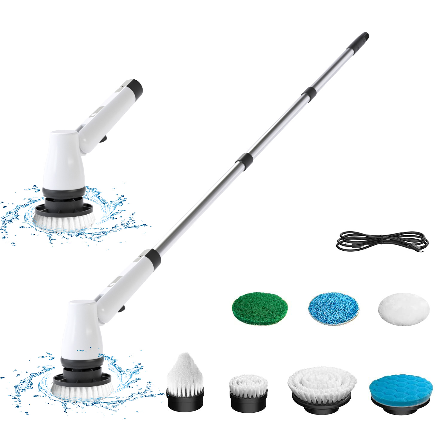 Spazzola elettrica per la pulizia ad angolo regolabile 7 in 1 Strumento per la pulizia della cucina del bagno regolabile senza fili_voghion.com