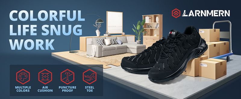 LARNMERN Stahlkappe für Männer, pannensichere Arbeitssicherheitsschuhe, atmungsaktiv, rutschfest, Tennis-Sneaker_voghion.com