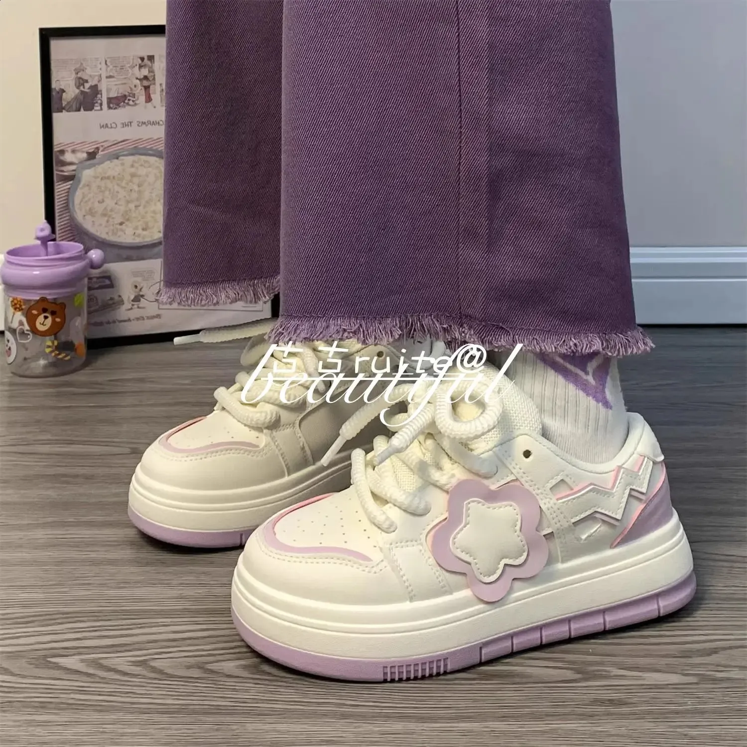 Kawaii Platform Sneakers Women Flat Sports Shoes Spring Summer Cute Casual Vintage Tennis Female Vulcanize White Korean_voghion.com