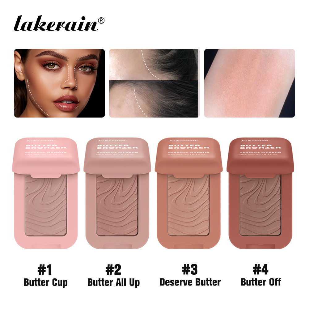 Lakerain Butter Bronzer Powder – Buildable, Natural Contour Powder For Cheeks, Nose & Hairline, Waterproof & Blendable (#1/#2/#3/#4, 5g)​