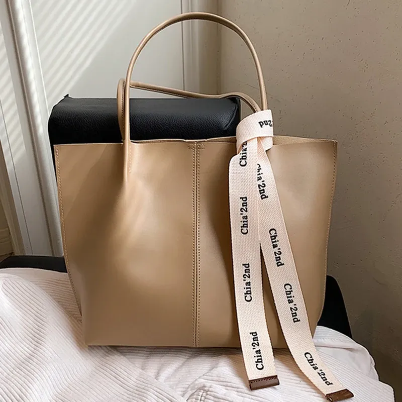 Borsa da ufficio da donna, uso quotidiano, bellezza, marrone, nera, moda, con nastro, a tracolla, per pendolari, grande capacità, a mano, retrò._voghion.com