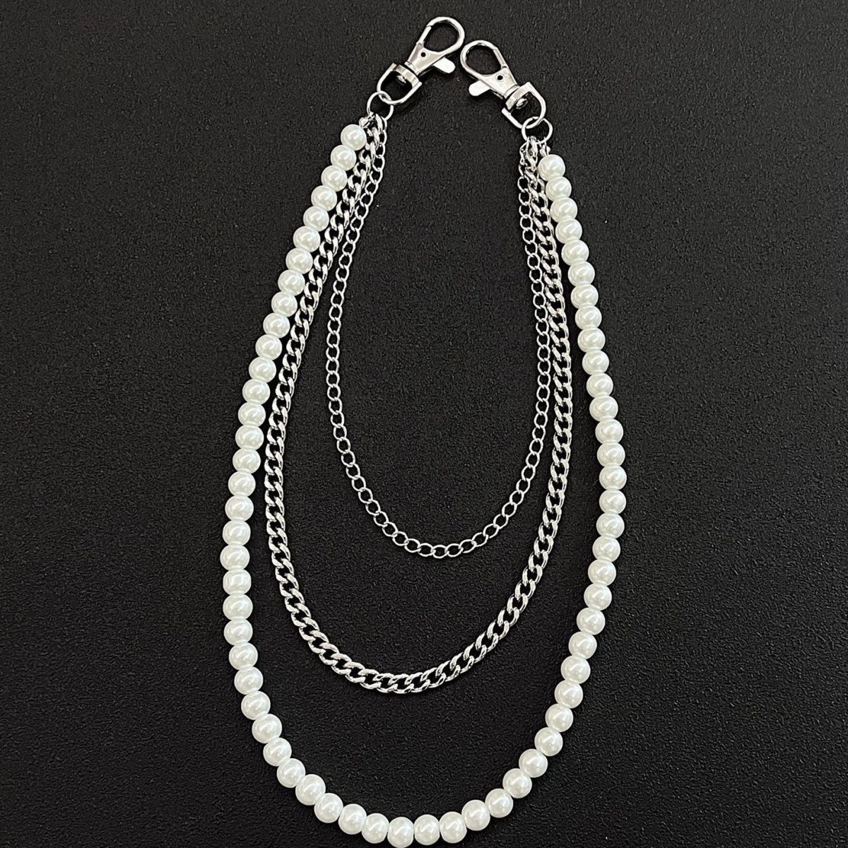 Jewelry Multi Layer Pearl Personalized Hip Hop Punk Waist Jeans Chain Pendant