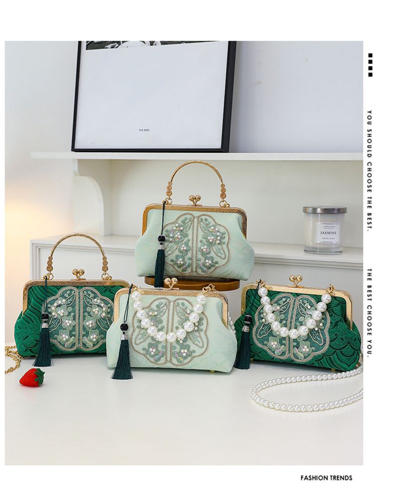 Piccola borsa a tracolla fresca da donna cheongsam con perle ricamate_voghion.com